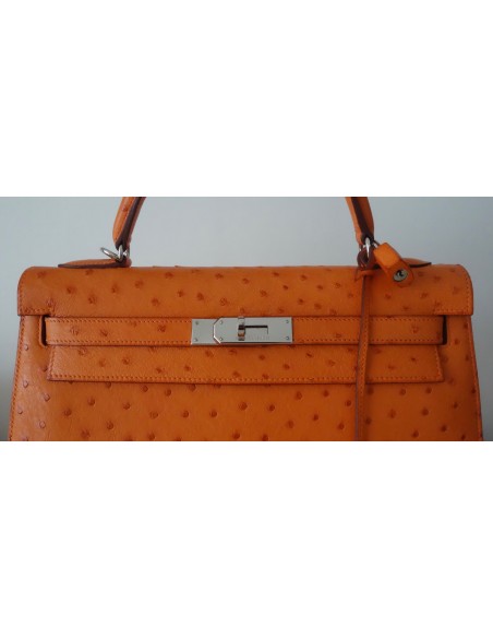 SAC HERMES KELLY AUTRUCHE ORANGE