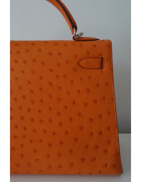 SAC HERMES KELLY AUTRUCHE ORANGE