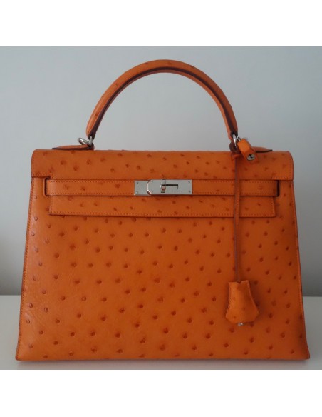 SAC HERMES KELLY AUTRUCHE ORANGE