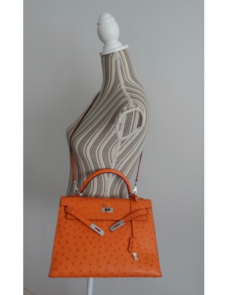 SAC HERMES KELLY AUTRUCHE ORANGE