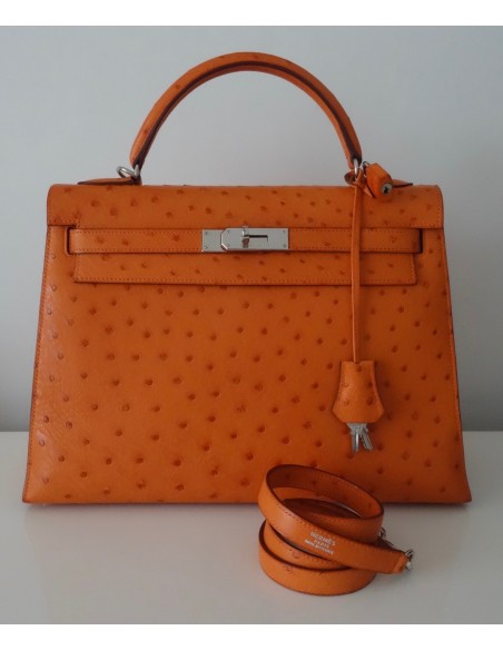 SAC HERMES KELLY AUTRUCHE ORANGE