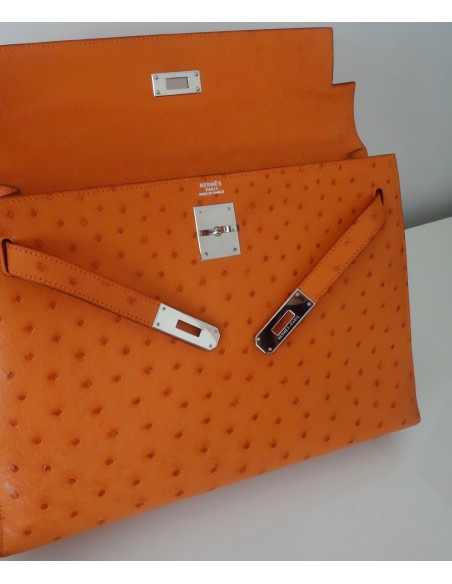 SAC HERMES KELLY AUTRUCHE ORANGE