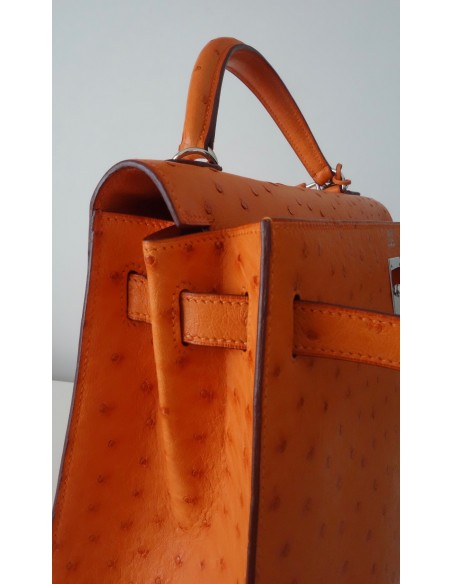 SAC HERMES KELLY AUTRUCHE ORANGE