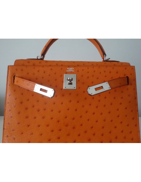 SAC HERMES KELLY AUTRUCHE ORANGE