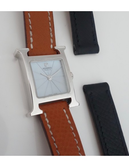 MONTRE HERMES HEURE H MINI EN OR BLANC