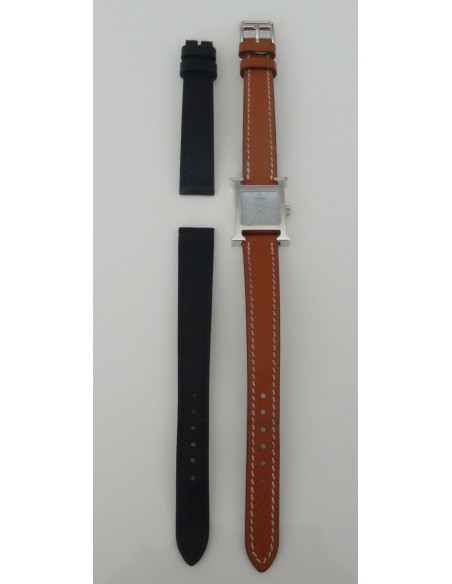 MONTRE HERMES HEURE H MINI EN OR BLANC