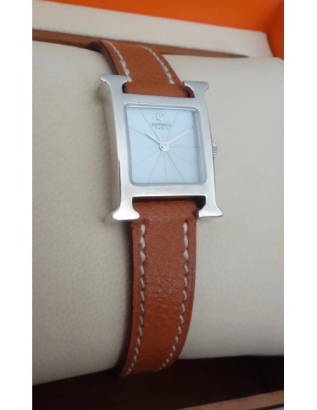 MONTRE HERMES HEURE H MINI EN OR BLANC