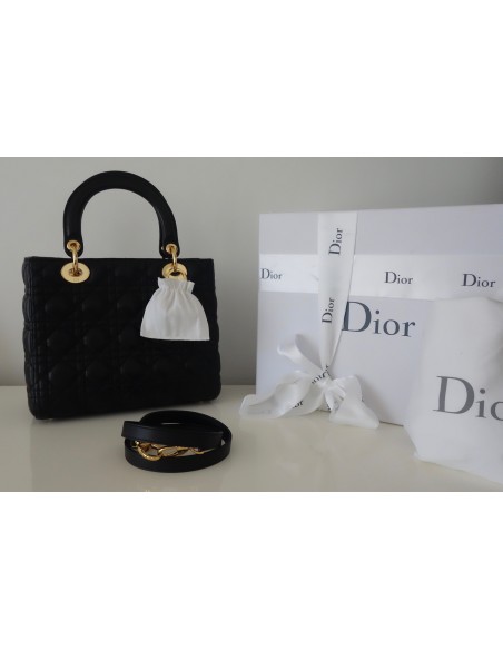 SAC LADY DIOR NOIR MEDIUM