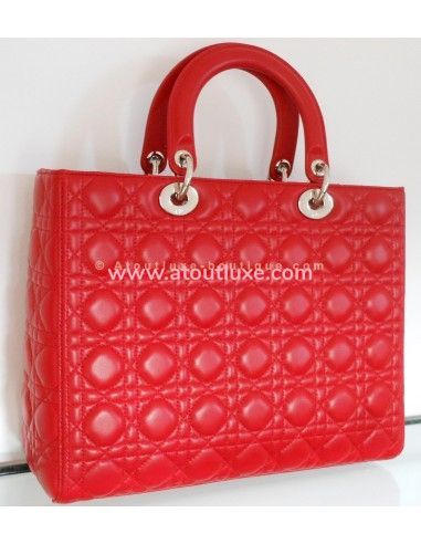 SAC LADY DIOR ROUGE GRAND MODELE