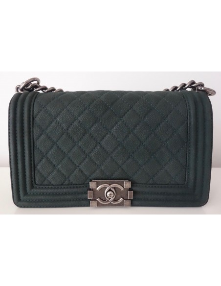 SAC CHANEL BOY VERT FONCE