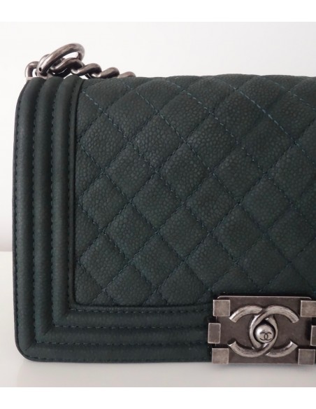 SAC CHANEL BOY VERT FONCE