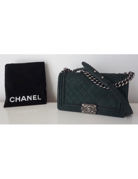 SAC CHANEL BOY VERT FONCE