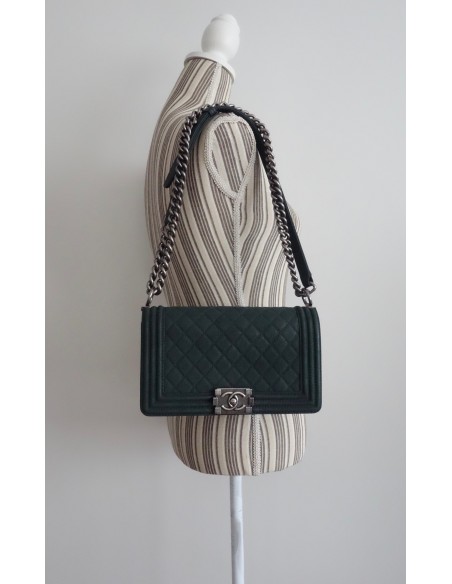 SAC CHANEL BOY VERT FONCE