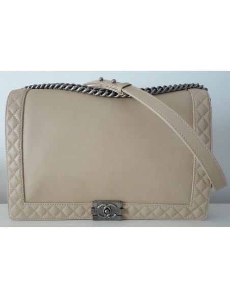 SAC CHANEL BOY TGM CUIR BEIGE