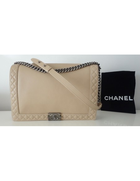 SAC CHANEL BOY TGM CUIR BEIGE