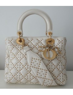 SAC LADY DIOR CLOUTE VEAU ECRU