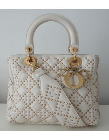 SAC LADY DIOR CLOUTE VEAU ECRU