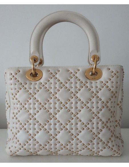 SAC LADY DIOR CLOUTE VEAU ECRU