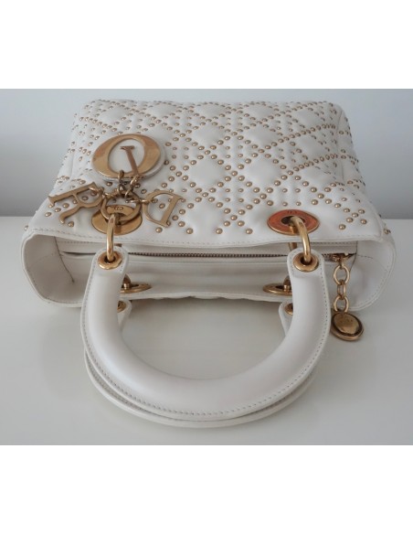 SAC LADY DIOR CLOUTE VEAU ECRU