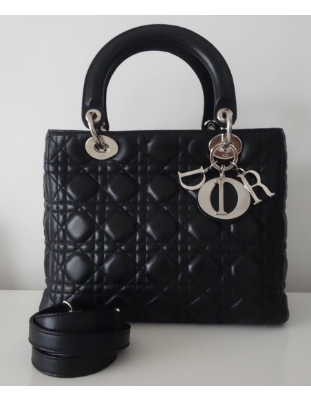 SAC LADY DIOR CUIR NOIR