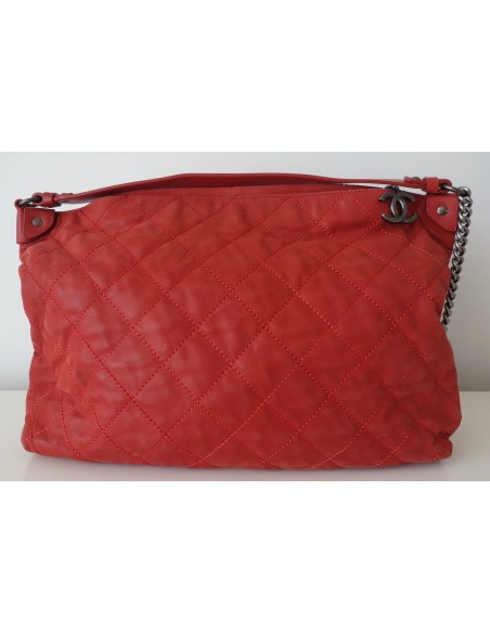 SAC CHANEL SHOPPING CUIR ROUGE