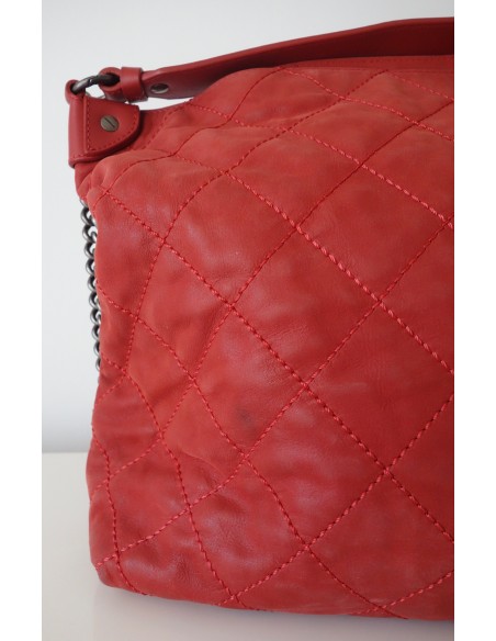 SAC CHANEL SHOPPING CUIR ROUGE