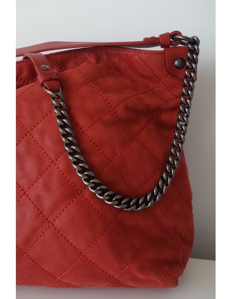 SAC CHANEL SHOPPING CUIR ROUGE