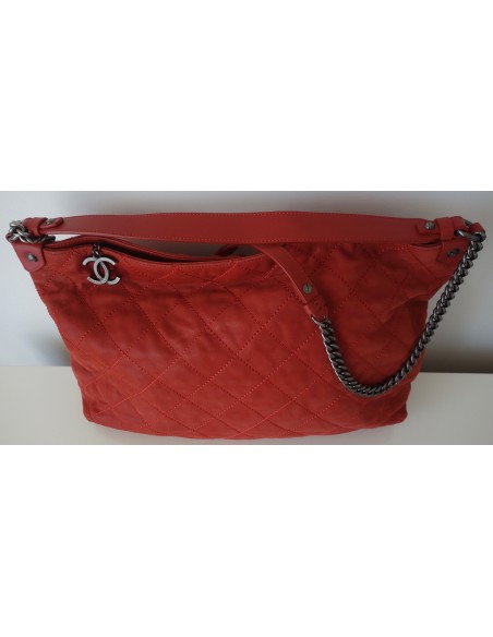 SAC CHANEL SHOPPING CUIR ROUGE