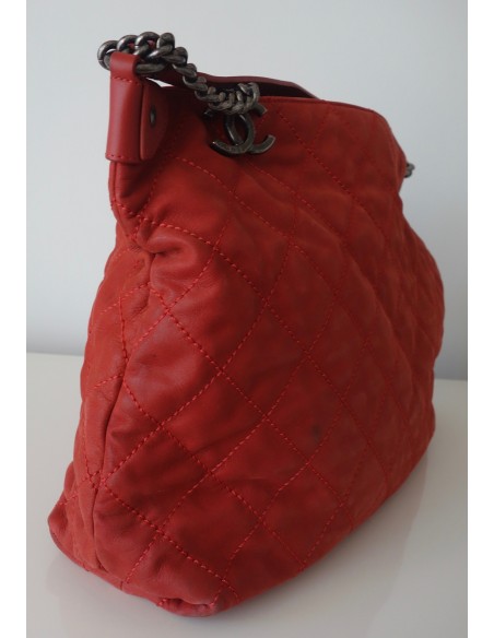 SAC CHANEL SHOPPING CUIR ROUGE