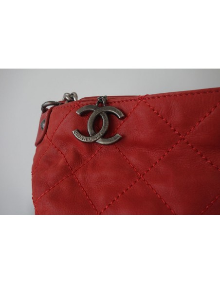 SAC CHANEL SHOPPING CUIR ROUGE