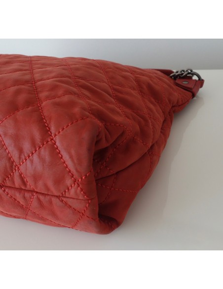 SAC CHANEL SHOPPING CUIR ROUGE