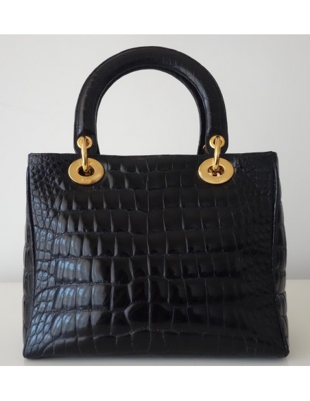 SAC LADY DIOR CROCODILE NOIR