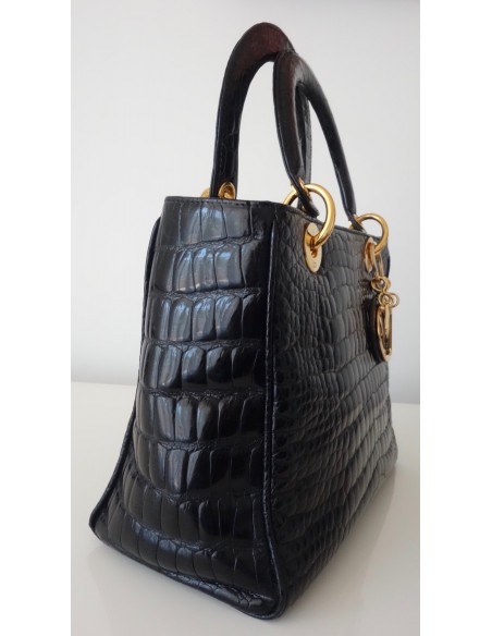 SAC LADY DIOR CROCODILE NOIR