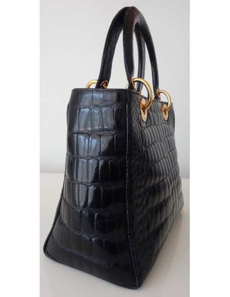 SAC LADY DIOR CROCODILE NOIR