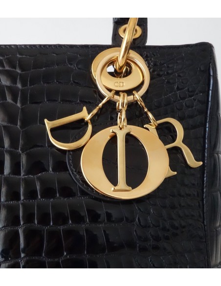 SAC LADY DIOR CROCODILE NOIR