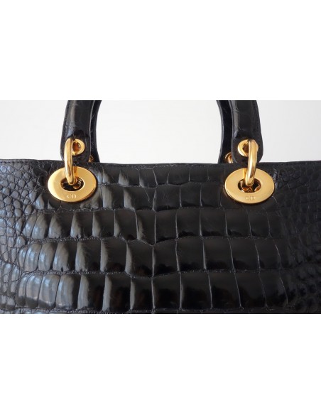 SAC LADY DIOR CROCODILE NOIR