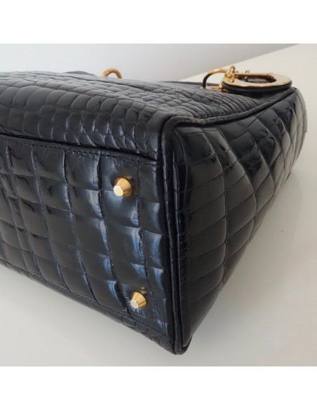 SAC LADY DIOR CROCODILE NOIR