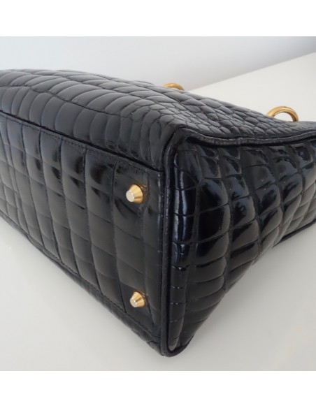 SAC LADY DIOR CROCODILE NOIR