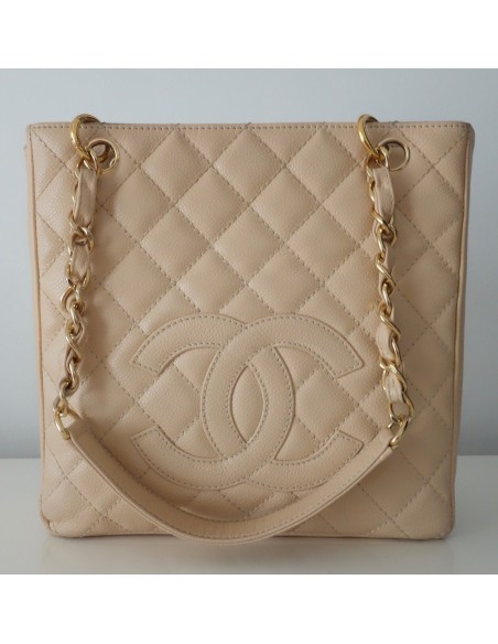 SAC CHANEL PETIT SHOPPING CUIR CAVIAR BEIGE