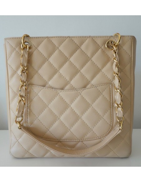 SAC CHANEL PETIT SHOPPING CUIR CAVIAR BEIGE