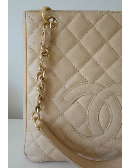 SAC CHANEL PETIT SHOPPING CUIR CAVIAR BEIGE