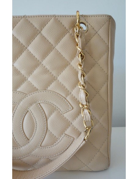 SAC CHANEL PETIT SHOPPING CUIR CAVIAR BEIGE