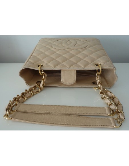 SAC CHANEL PETIT SHOPPING CUIR CAVIAR BEIGE