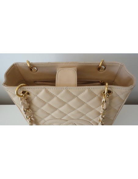 SAC CHANEL PETIT SHOPPING CUIR CAVIAR BEIGE