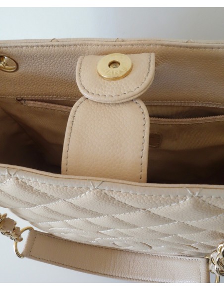 SAC CHANEL PETIT SHOPPING CUIR CAVIAR BEIGE