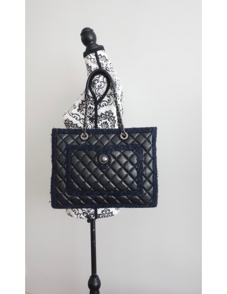 SAC CHANEL SHOPPING BLEU MARINE