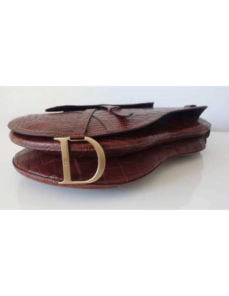 SAC DIOR SADDLE CROCODILE