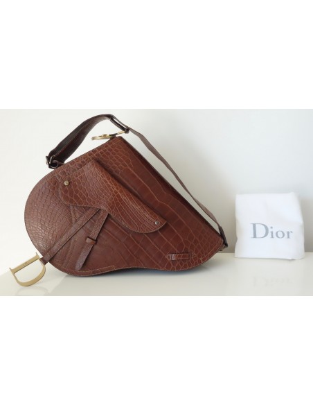 SAC DIOR SADDLE CROCODILE