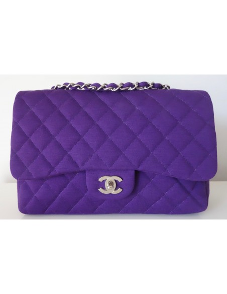 SAC CHANEL CLASSIQUE JERSEY VIOLET