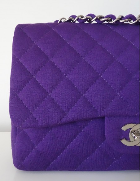 SAC CHANEL CLASSIQUE JERSEY VIOLET